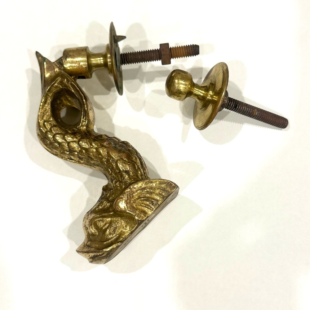 F. Abela and Sons Brass Dolphin Door Knocker Gold Finish